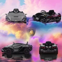 Aosom 12V Lamborghini SIAN Licensed Electric Car for kids with Remote Control, Horn, Music, & Headlights, Black(m-9)