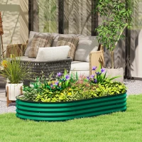 Outsunny 6' x 3' x 1' Large Outdoor Planter Box, Galvanized Raised Garden Bed with Metal Plant Stake, Green(m-1)