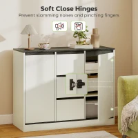 HOMCOM Buffet Cabinet with Soft-Close Hinges, Modern Sideboard with 3 Drawers and 2 Adjustable Shelves, White Wood Grain(m-6)