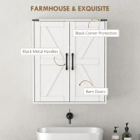 HOMCOM Bathroom Wall Cabinet, Wall Mounted Medicine Cabinet with Barn Doors and Adjustable Shelves, Over The Toilet, White(m-9)