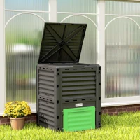 Outsunny Garden Compost Bin 80 Gallon Outdoor Large Capacity Composter Fast Create Fertile Soil Aerating Box, Green(m-10)