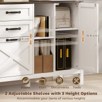 HOMCOM Lateral Filing Cabinet with Drawers, Shelves, Adjustable Hanging Bar for Home Office, Fit A4/Letter Files, White(m-7)