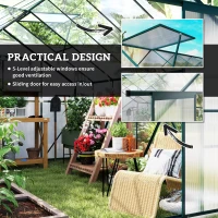 Outsunny Aluminium Greenhouse Polycarbonate Walk-in Garden Greenhouse Kit with Adjustable Roof Vent, 8 x 12ft, Clear(m-5)