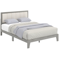 HOMCOM Full Bed Frame with Headboard Full Size Platform Bed Frame with Wooden Slats No Box Spring Needed Easy Assembly Gray