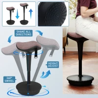 Vinsetto Backless Wobble Stool Chair, Standing Desk Chair, Adjustable Learning Stool for Office Desks, with Rocking Motion, Brown(m-4)