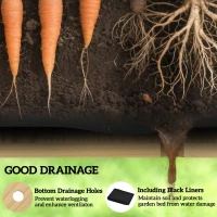 Outsunny Wooden Raised Garden Bed, Elevated Planter Box with Storage Shelf, Drainage Holes and Liner, 34"x18"x30", Carbonized(m-5)