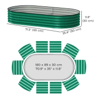 Outsunny 6' x 3' x 1' Large Outdoor Planter Box, Galvanized Raised Garden Bed with Metal Plant Stake, Green(m-3)