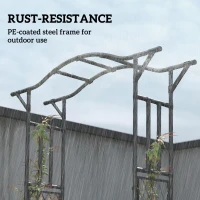 Outsunny Garden Arch Outdoor Trellis Arbor with Extended Top, 66.9" x 15.7" x 90.6", Black(m-5)