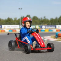 Qaba 24V 7AH Kids Electric Go Kart, 8.1 MPH Battery Powered Drift Kart with Dual Motors, Soft Start for 8-12 Years, Red(m-2)