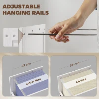 HOMCOM Lateral Filing Cabinet with Drawers, Shelves, Adjustable Hanging Bar for Home Office, Fit A4/Letter Files, White(m-5)