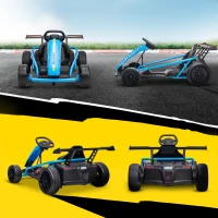 Qaba 24V 7AH Kids Electric Go Kart, 8.1 MPH Battery Powered Drift Kart with Dual Motors, Soft Start for 8-12 Years, Blue(m-9)