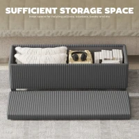 HOMCOM 47 Inches Storage Ottoman Bench, Foot Rest with Legs, End of Bed Bench, Corduroy Storage Chest for Living Room, Gray(m-5)