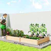 Outsunny Wooden Raised Garden Bed, Outdoor Planter Box with Divider and Open Bottom for Flowers, Herbs, Vegetables, DIY Painting(m-3)