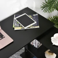 HOMCOM 360° Rotating Home Office Desk L Shaped Corner Computer Desk with Storage Shelves, Writing Table Workstation, Black(m-9)