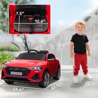 Aosom 12V Kids Electric Ride On Car, Audi E-tron, Battery Powered Toy with Parent Remote Control, Suspension System, Auxiliary Wheels, LED Lights, Music and Horn,  MP3 Player, Red(m-3)