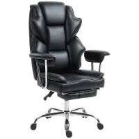 HOMCOM Big and Tall Office Chair, 400 lbs Overstuffed Desk Chair with Shaped Foam, Reclining Backrest, PU Leather(m-2)