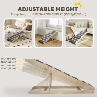 PawHut Dog Ramp for Couch, Foldable Pet Ramp for Small to Large Dog, 4 Adjustable Height from 14" to 20"(m-6)