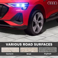 Aosom 12V Kids Electric Ride On Car, Audi E-tron, Battery Powered Toy with Parent Remote Control, Suspension System, Auxiliary Wheels, LED Lights, Music and Horn,  MP3 Player, Red(m-8)