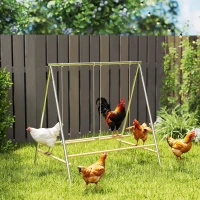 PawHut Chicken Perch for Coop, Chicken Roosting Bars with 2 Swings, Coop Accessories for Farm, Backyard, Silver(m-10)