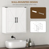 HOMCOM Bathroom Wall Cabinet, Wall Mounted Medicine Cabinet with Barn Doors and Adjustable Shelves, Over The Toilet, White(m-6)
