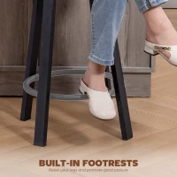 HOMCOM Bar Stools Set of 2, Upholstered Breakfast Bar Chairs with Footrest and Backrest for Kitchen Counter, Brown(m-9)