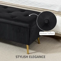 HOMCOM Storage Ottoman Bench, 43 Inch Large Storage Chest with Steel Legs and Padded Seat, Foot Rest, Load 485 lbs, Black(m-4)