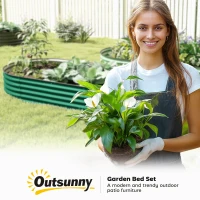 Outsunny 6' x 3' x 1' Large Outdoor Planter Box, Galvanized Raised Garden Bed with Metal Plant Stake, Green(m-10)