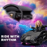 Aosom 12V Lamborghini SIAN Licensed Electric Car for kids with Remote Control, Horn, Music, & Headlights, Black(m-7)
