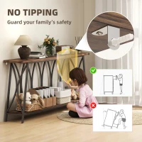 HOMCOM 71" Console Table, Industrial 2-Tier Narrow Entryway Table with Metal Frame for Living Room, Hallway, Rustic Brown(m-6)