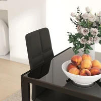 HOMCOM 3-Piece Rectangular Glass Kitchen Table and Chairs with Metal Frame and Faux Leather Upholstery for Dining Room, Black(m-9)