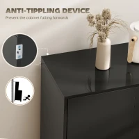 HOMCOM Kitchen Sideboard Storage Cabinet, Modern Coffee Bar Cabinet with Push-Open Design and 2 Drawers for Living Room, Black(m-7)