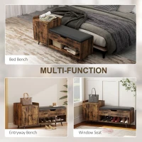 HOMCOM Storage Bench, Entryway Bench with Cushion, Hidden Storage, Compartments, Rustic Brown(m-7)