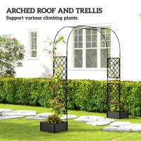 Outsunny Garden Arch Outdoor Trellis Arbor with 2 Planter Boxes, 109.4" x 15.7" x 86.6", Black(m-4)