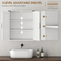HOMCOM Bathroom Wall Cabinet, Wall Mounted Medicine Cabinet with Barn Doors and Adjustable Shelves, Over The Toilet, White(m-5)