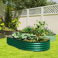 Outsunny 6' x 3' x 1' Large Outdoor Planter Box, Galvanized Raised Garden Bed with Metal Plant Stake, Green(m-8)