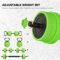 Soozier 44lbs 4-in-1 Adjustable Weight Dumbbell Set, Barbell, Kettlebell, Push Up Stand, Green(m-5)