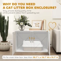 PawHut Cat Litter Box Enclosure with Barn Door, Cat Hole, 31.5" x 21" x 20", White(m-5)