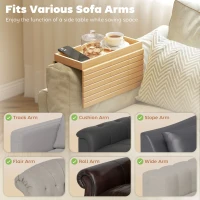 HOMCOM Bamboo Couch Arm Tray, Sofa Armrest Tray with Flexible Roll-up Design and Wide Compartment, Natural(m-4)