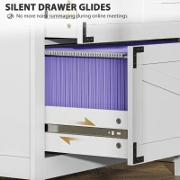 HOMCOM Lateral Filing Cabinet, Farmhouse File Cabinet with 4 Drawers, Fit Letter/A4/Legal Hanging Files, White(m-6)