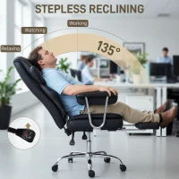 HOMCOM Big and Tall Office Chair, 400 lbs Overstuffed Desk Chair with Shaped Foam, Reclining Backrest, PU Leather(m-7)