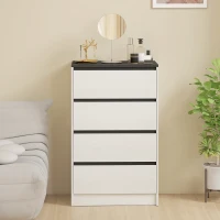 HOMCOM Tall Chest of Drawers, 4 Drawer Dresser for Bedroom, Living Room, Hallway, Modern Storage Cabinet, White Wood Effect(m-10)