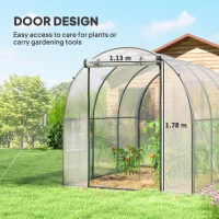 Outsunny Polytunnel Greenhouse with Roll-up Door and Mesh Window, Walk-in Grow House Tent with Steel Frame, 3 x 2 x 2 m, Clear(m-5)