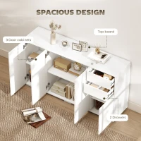 HOMCOM Kitchen Sideboard Storage Cabinet, Modern Coffee Bar Cabinet with Push-Open Design and 2 Drawers for Living Room, White(m-4)