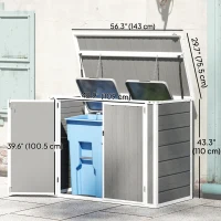 Outsunny 41 Cu. Ft. Outdoor Storage Shed, Outdoor Horizontal Trash Can Storage with Chain Lid, Lockable Storage Box, Grey(m-3)