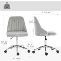 Vinsetto Vanity Chair for Makeup, Velvet Comfy Office Chair with Adjustable Height, Swivel Wheels for Bedroom, Living Room, Grey(m-3)