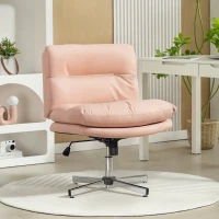 HOMCOM Armless Office Chair, Criss Cross Chair with Adjustable Height & Tilt Function for Home Office, Study, Pink(m-8)