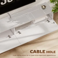 HOMCOM 55" Floating TV Stand for TVs up to 72 Inch, Wall Mount Media Console with 2 Fluted Flip-Down Doors, Cable Hole, White(m-6)