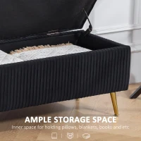 HOMCOM Storage Ottoman Bench, 43 Inch Large Storage Chest with Steel Legs and Padded Seat, Foot Rest, Load 485 lbs, Black(m-5)