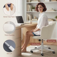 HOMCOM Office Chair, Armless Swivel Desk Chair with Adjustable Height, Backrest, Tilt Function for Office, Vanity, Cream(m-5)