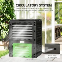 Outsunny Garden Compost Bin 80 Gallon Outdoor Large Capacity Composter Fast Create Fertile Soil Aerating Box, Green(m-7)